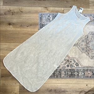 America & Beyond Sheer Sparkly Sleeveless Cover up Cream Maxi Dress S NWT